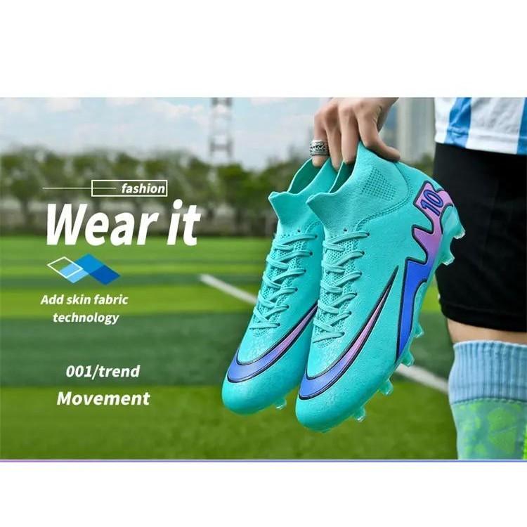 Product Introduction of Ready Stock AG Spike Football Boots 4 Colors High-Top Football Boots Spike Football Boots Anti-Slip Comfortable Grass Training Shoes Futsal Football Boots Adult Outdoor Grass Casual Shoes Anti-Slip Wear-Resist 38