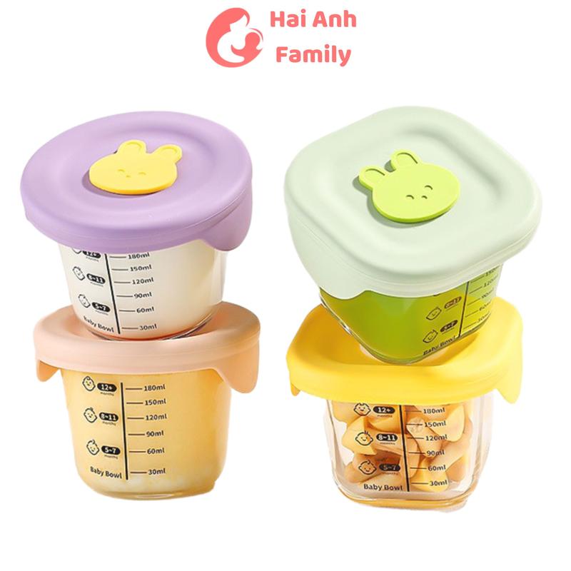 Hộp thủy tinh trữ đồ ăn dặm cho bé, hộp trữ đông thực phẩm nắp silicon