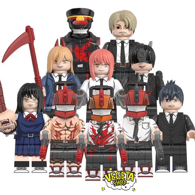 Minifigures Chainsaw Man - Mô hình Denji Power Pochita Aki Makima Reze Himeno Kishibe Quỷ Cưa Quỷ máu Katana man