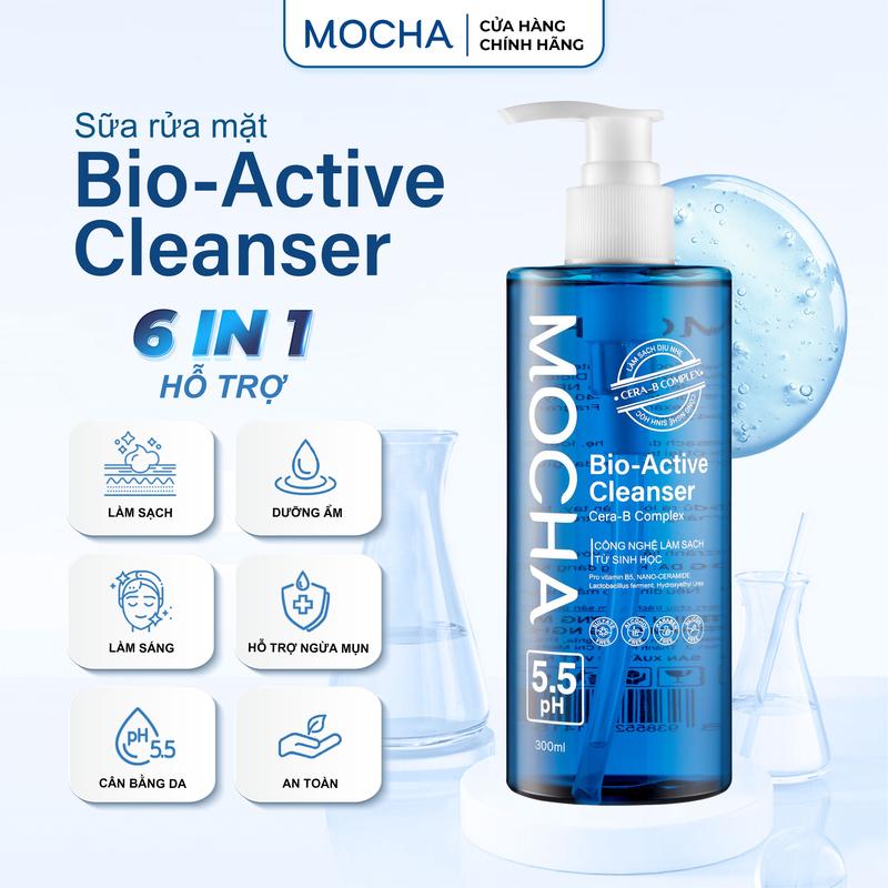 Sữa Rửa Mặt Bio Active Cleanser Mocha 300ml Tạo Bọt Mềm Mại Hỗ Trợ Làm Sạch Cấp Ẩm Và Cải Thiện Mụn