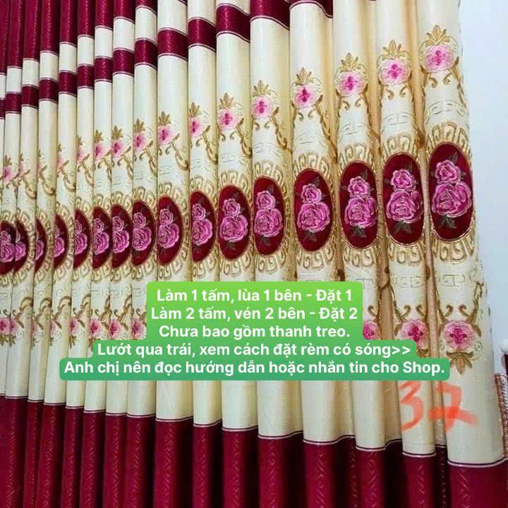 Gấm Thêu Màu Đỏ Phối Vàng Kem- Giá Của 1 Tấm Rèm Căng Thẳng (Chưa Bao Gồm Thanh Treo) Sợi Vải Polyester Dày Họa Tiết Thêu Nổi Cản Nắng Cản Sáng 70% Bền Màu Thích Hợp Không Gian Ít Nắng