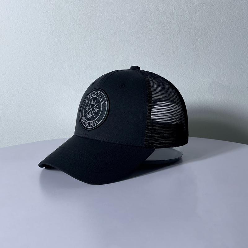 Mũ lưỡi trai, nón kết đen mix lưới logo tròn thêu nổi kaki freesize nam nữ Siêu HOT Full Hộp Women Cap