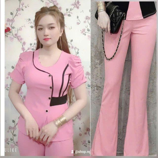 Product Introduction of Set bộ quần dài ống loe vải thun tăm lạnh mềm mịn mát mẻ 9