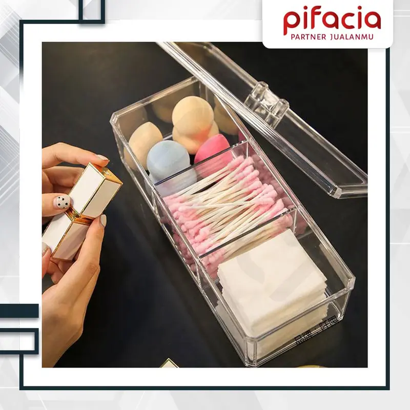 PIFACIA Tempat Kosmetik Make Up Lipstik Kotak Penyimpanan Akrilik Box Multifungsi 3