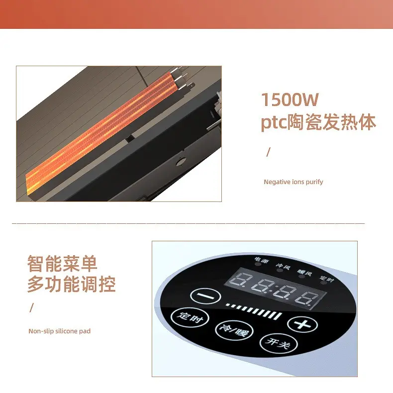 Quạt sưởi gốm PTC làm nóng phòng tắm phòng ngủ treo tường tiện dụng sấy khô quần áo 3