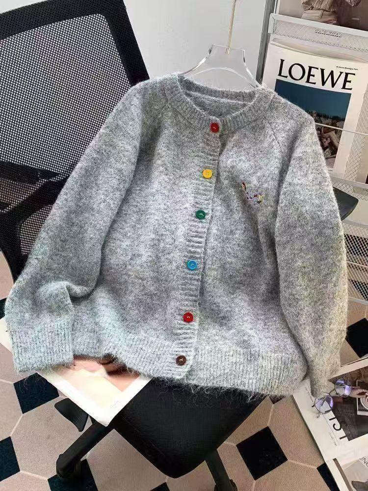 Product Introduction of Áo Cardigan Dệt Kim, Phong Cách Thường Ngày Thêu Ngọt Ngào, Dẻo Dai, Dài Tay, Màu Mới Mùa Thu, Cài Nút, Áo Khoác Len Dáng Rộng, Dành Cho Nữ 4