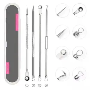 ED - PINSET KOMEDO 4 IN 1 STAINLESS STEEL / ALAT PENCET JERAWAT DAN KOMEDO ISI 4 PCS