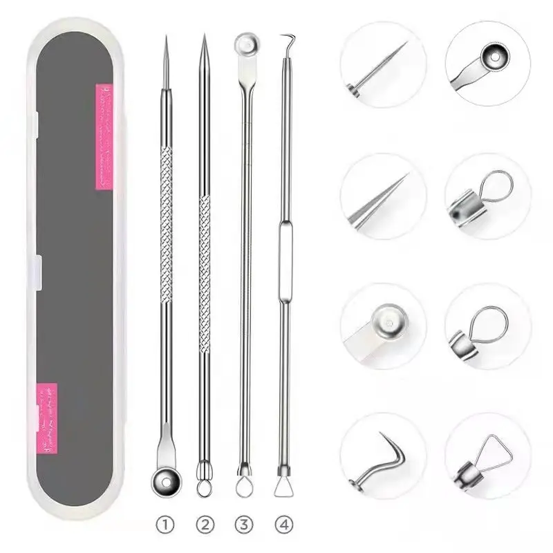 ED - PINSET KOMEDO 4 IN 1 STAINLESS STEEL / ALAT PENCET JERAWAT DAN KOMEDO ISI 4 PCS
