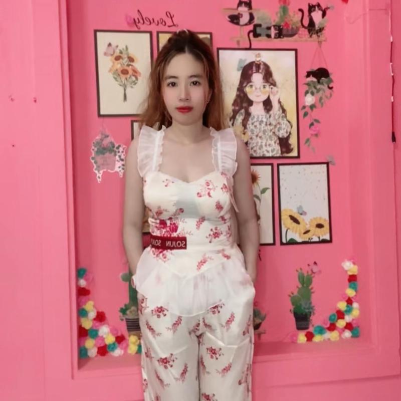 Bộ lụa latin tay cánh tiên phối ren Nữ Women 1