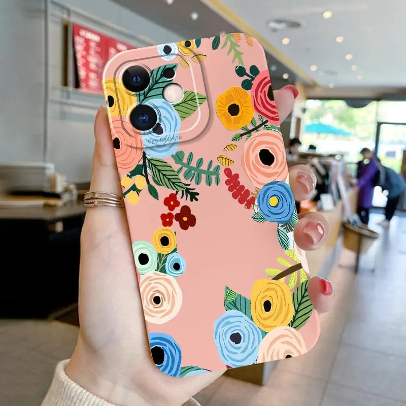 Soft Case For Redmi Note 9 10 4G 2021 2022 9C 9C NFC 8 9A 9AT 9A Sport 9T 9 Power Note 10 4G Note 10 5G Note Pro Note 11 4G Note 11 Pro Note 7 Note 7S Note 8 Note 8 Pro 9S Silicon TPU Indah Floral Lens Protective Migun Case 4