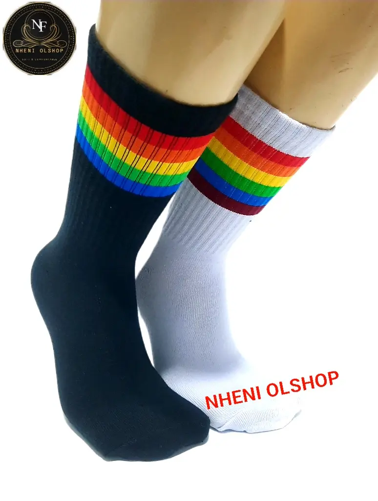 Kaos Kaki Pelangi Pria dan Wanita Panjang - Cotton Lembut dan Elastis - Nyaman, Dewasa