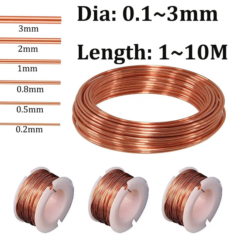 Wayar Tembaga Tulen, Wayar Tembaga Konduktif, Wayar Tembaga Superfine, Tersedia dalam 10M ~ 1M, 0.1 / 0.3 / 0.6 / 0.8 / 1 / 1.5 / 1.8 / 2 / 2.5 / 3mm