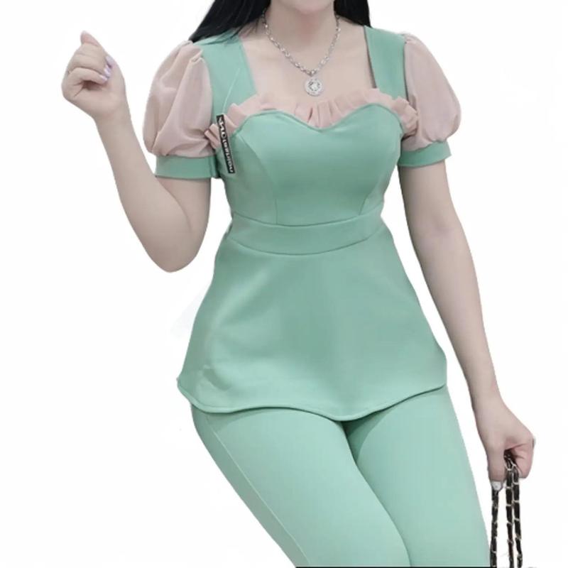 Sét bộ thun cát hàn quần dài ống ôm. Mã TAK08 Top Áo Women Nữ Nhung Voi