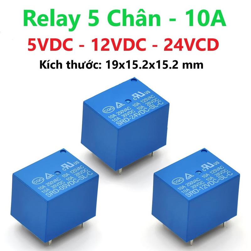 Relay 5 Chân 5V 12V 24V 10A, Rơ Le 5 Chân 10A, Role 5 chân