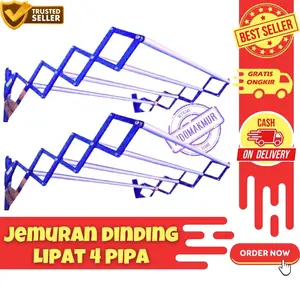 Jemuran Dinding Besi Stripe Tebal 4 Pipa Portable Lipat Minimalis Besi Tahan Karat Portabel Dapat disesuaikan Pakaian Buah Hanger