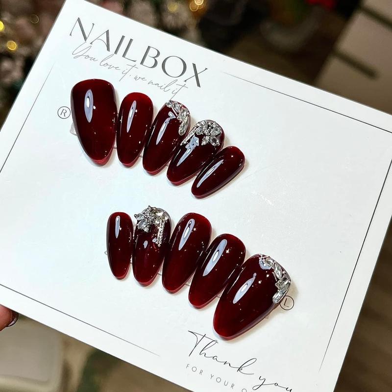 [  HÓT ] M297 NAILBOX THIẾT KẾ MÀU THẠCH ĐỎ RƯỢU VANG FOM TRÒN NHỌN SIÊU SANG Làm Nail