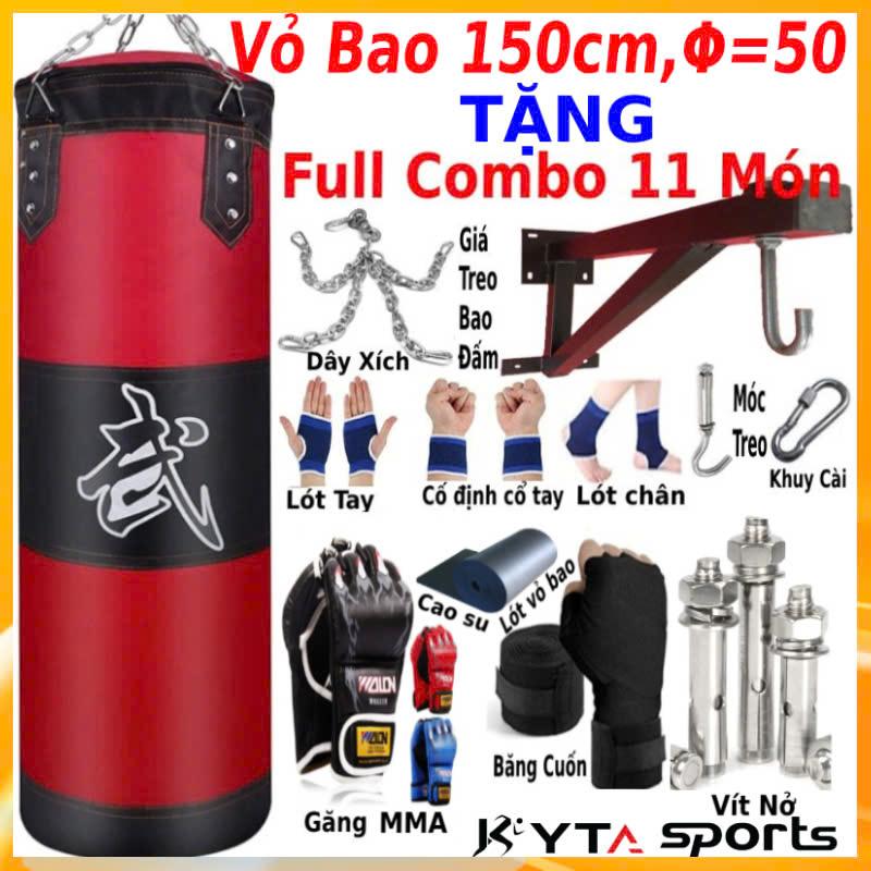 [TẶNG 9 QUÀ HOT] Vỏ bao cát đấm bốc boxing 150cm/120cm/100cm - FREESHIP - vỏ bao cát đấm boxing tại nhà dành cho người lớn dài 100cm/120cm/150cm, Ø=35cm/40cm/50cm dày 4 lớp