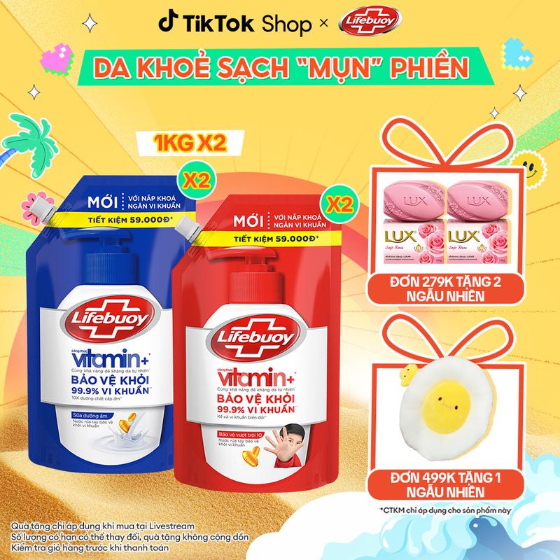 Combo 2 Nước rửa tay hỗ trợ sạch khuẩn Lifebuoy Dạng Túi 1KG [1]