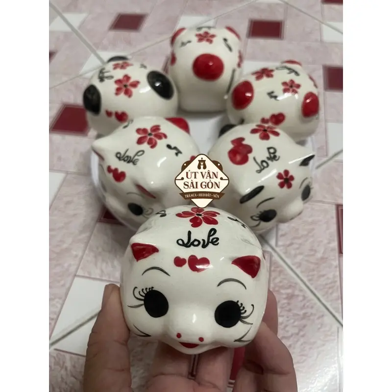 [ ĐỰNG TIỀN ] Heo sứ mini  Ống Tiết Kiệm Đựng Tiền Ống Heo Đồng 4