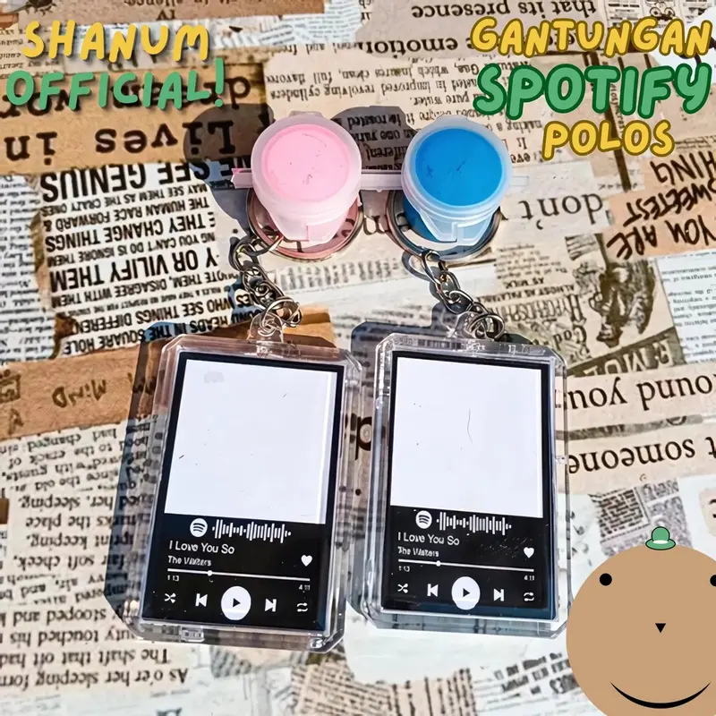 NEW - Ganci Spotify Polos Free Cat / Gantungan Kunci Sidik Jari / Keychain Couple Lucu (DAPAT 2PCS) Akrilik 1