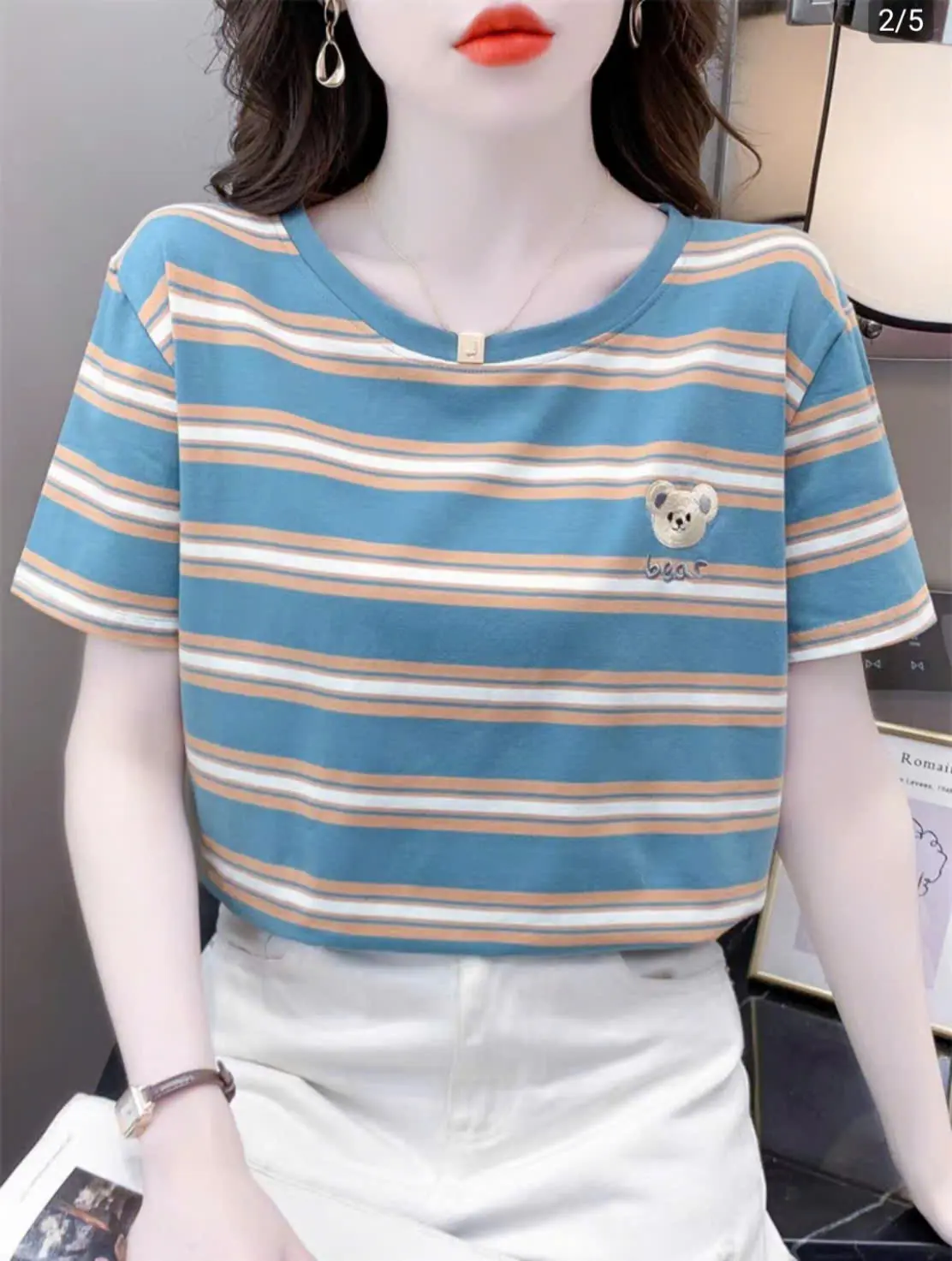 Áo thun nữ tay ngắn form vừa chất liêu thun cotton co giãn 4 chiều mềm mại mặt mát phù hợp khi măt hằng ngày