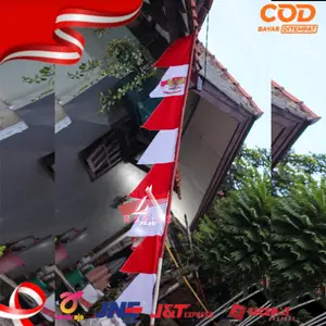 Umbul-Umbul Bendera Warna Cerah Panjang 2,7M Lebar 40Cm Pres Gergaji Kain Peles Khatex A Tali Berat 60Gr