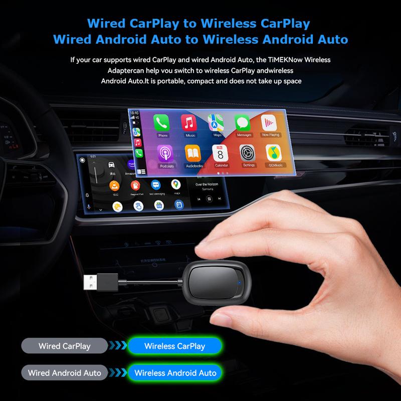 Product Introduction of Universal 2 in 1 Wireless CarPlay Adapter Wireless Android Auto Adapter play Ai Box for Audi Mercedes Mazda Subaru Citroen Kia 18
