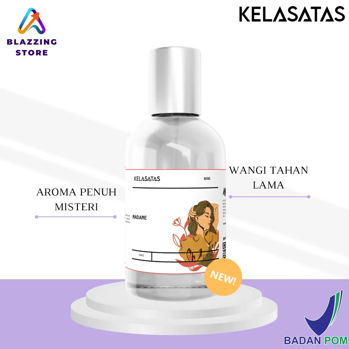 Parfum KELASATAS Madame Aroma mawar segar dan melati subur 30ml Eau De Parfume Wanita Wangi Tahan Lama BPOM EDP Perfume Tubuh