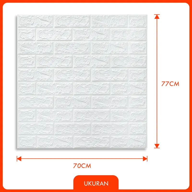 Wallpaper Dinding 3D Foam Motif Batu Bata 70 x 77 cm - Warna Putih 7