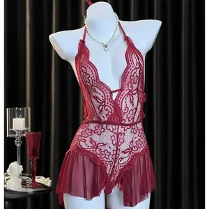 [GOODKITTY] L43 Lingerie Jumpsuit Transparan Open V-Neck Lingerie Bodysuit Premium 0043