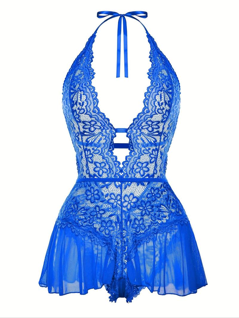 Product Introduction of Women's Solid Floral Lace Backless Sexy Lingerie Bodysuit, Naughty Lingerie, Elegant Sexy Cut Out Tie Back Lingerie Bodysuit for All Seasons, Women's Sexy Underwear for Daily Wear 12