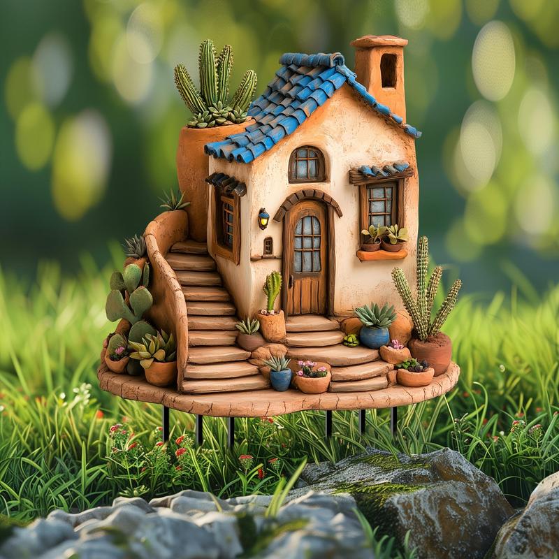 Product Introduction of Cactus House Design Garden Decor, Acrylic Garden Hanging Decor, Outdoor Hanging Decor for Yard Art Sign, Landscape Enhancement, Scene Decoration 0