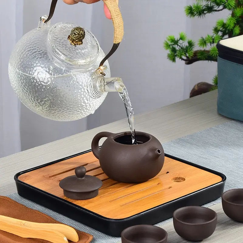 Bộ Ấm Pha Trà Gốm Sứ Tử Sa 6 Chén, 10 Món, Tráng Men Kèm Túi Đựng Xách Tay Dùng Làm Quà Tặng Dieulinhshop 2