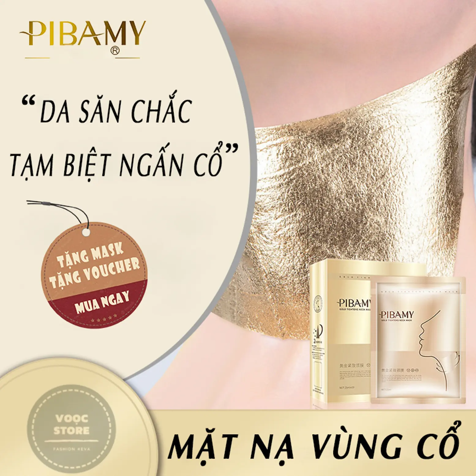 HỘP 10 Mặt Nạ Cổ PIBAMY Dưỡng Ẩm Giảm Nếp Nhăn Ngấn Cổ Chống Lão Hóa Giảm Sạm Da Vùng Cổ