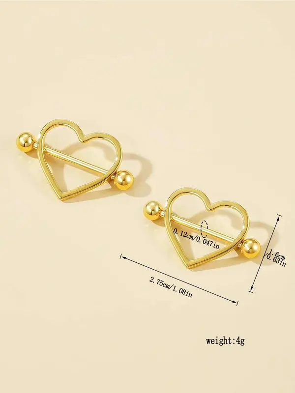 Summer Fashion Heart Shaped Nipple Ring, Nipple Piercing for Women, Trendy All-match & Exquisite Pierced Nails for Party, Daily Clothing Decor, Valentine's Day, Gift 5