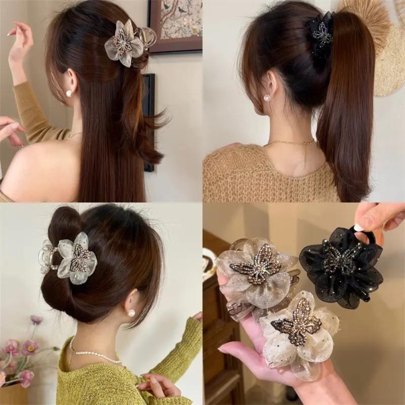 Kẹp Tóc Hoa Lưới Hình Bướm Hàn Quốc Mới 2025 Thanh Lịch Cho Nữ Chất Liệu Polyester Cao Cấp Thiết Kế Tinh Tế Phù Hợp Mọi Dịp Sử Dụng