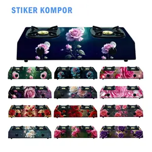 WWS Stiker Kompor 1 Tungku atau 2 Tungku Motif Bunga Rose