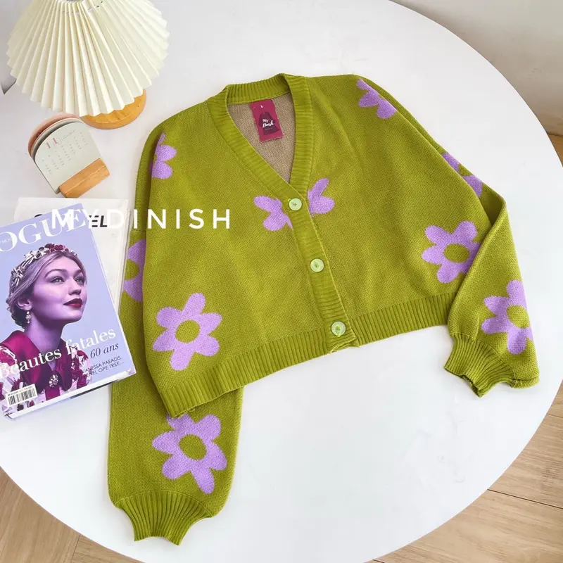 Loly Oversize Cardy - Cardigan Wanita Motif Flower Nyaman Outer 2