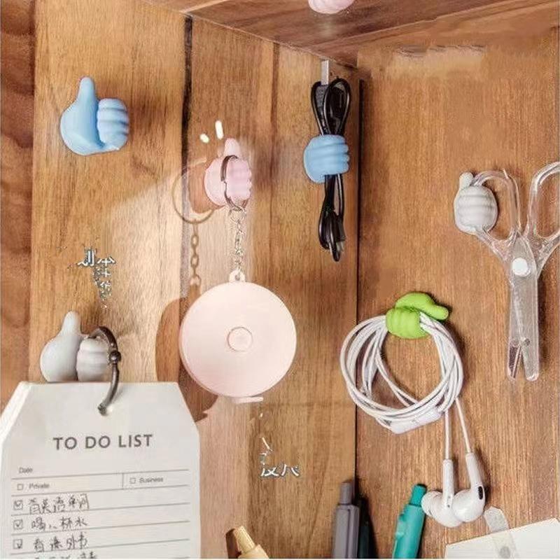 Creative thumb hook / storage hook Non drilling cable organizer thumb hook multifunctional data cable fixed storage without trace adhesive design multifunctional adhesive hook 6