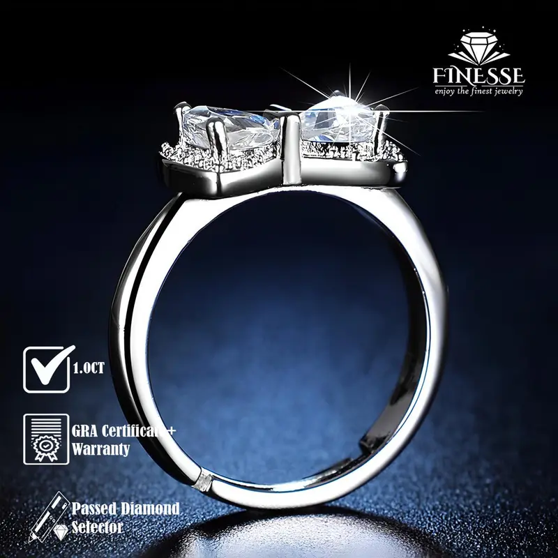 Finesse Jewelry - Cincin Silver 925 1.0CT - Jade - Perhiasan Lapis Emas 18K -Certified Moissanite 2