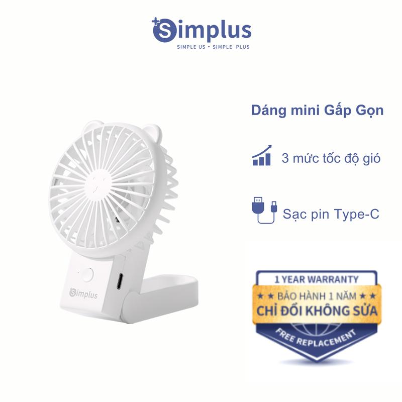 SimplusHome Quạt Cầm Tay Nhỏ Xinh Mini DFSH015, Có Thể Gập Lại, 3 Tốc Độ Gió, Sạc Type-C, Sử Dụng Liên Tục 6 Tiếng Bảo Hành 1 Năm Chỉ Đổi Không Sửa