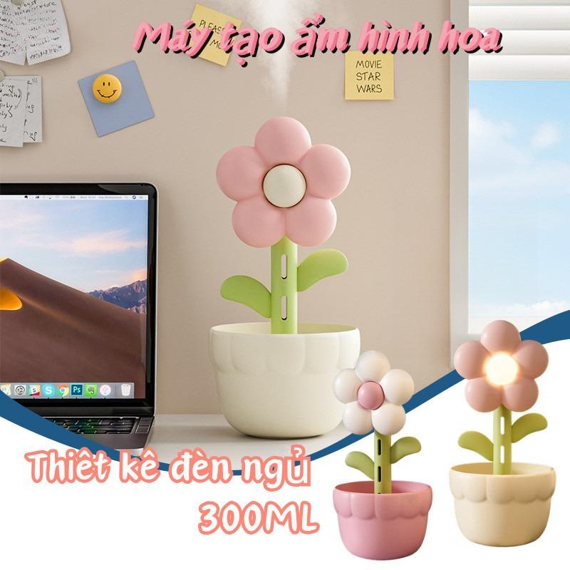Máy Tạo Ẩm Hoa USB Để Bàn Mini - Có Đèn Ngủ 7 Màu & Dung Tích Lớn, Cho Phòng…