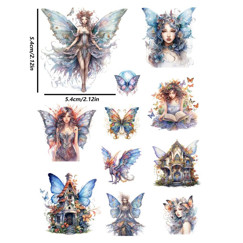 Cartoon Butterfly & Figure Pattern Sticker, 96pcs/set Waterproof Self Adhesive Decorative Sticker, Decor Sticker for Diy Scrapbooking Gift Greeting Card Water Bottle Laptop Phone 1