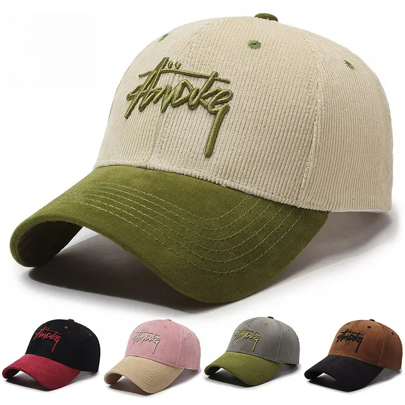 Topi Besbol, Topi Duckbill, Sukan Luar, Teduhan Matahari, Brim Besar, dengan Sulaman Huruf, Penyekat Warna