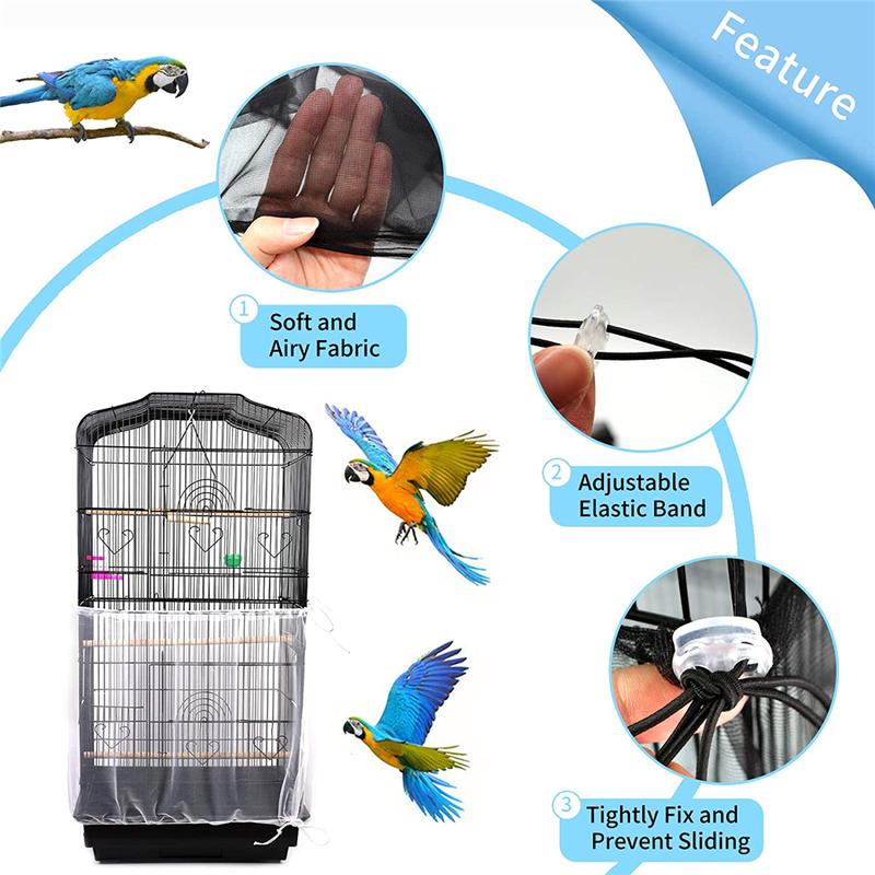 Product Introduction of Adjustable Pet Bird Mesh Decoration Feather Catcher Skirt Birdcage Mesh Birdcage Cover 13