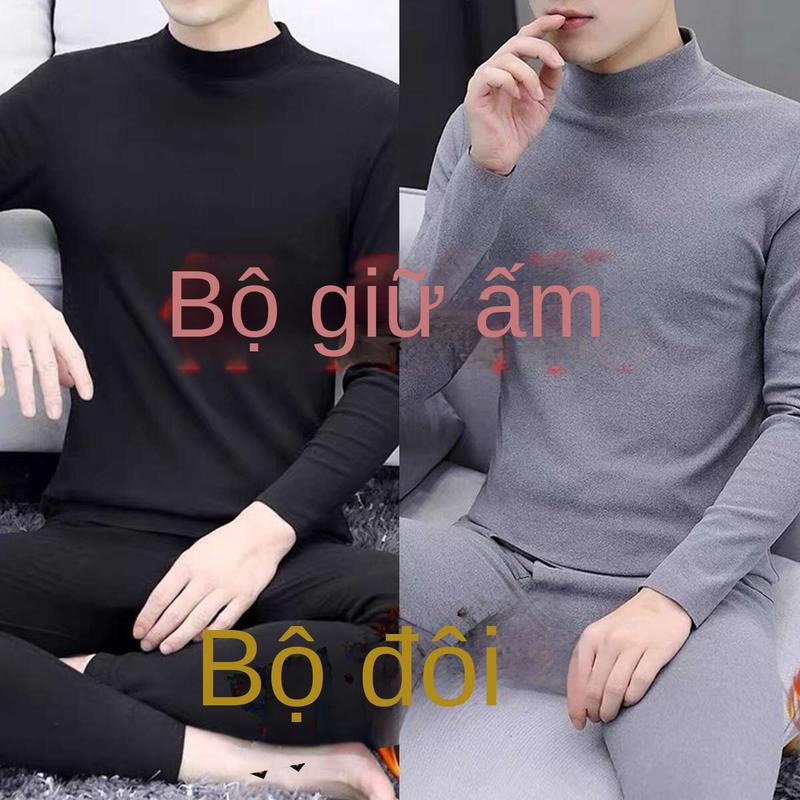 Bộ Đồ Đồ Lót Giữ Nhiệt Cho Nam, Lót Lông Cừu Dralon Hai Mặt, Dày Dặn, Cổ Giữa, Chống Lạnh, Chống Đóng Băng, Thích Hợp Cho Mùa Đông, Nhiệt Độ Sưởi Ấm 3