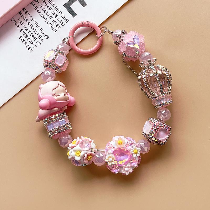 Product Introduction of Mobile Phone Charm Mobile Phone Ornaments High-End Heavy Industry DIY Beaded Mobile Phone Charm Pop Mart Cute Cartoon Figurine Doll Ornaments Sanrio Gulmeng Doll 2