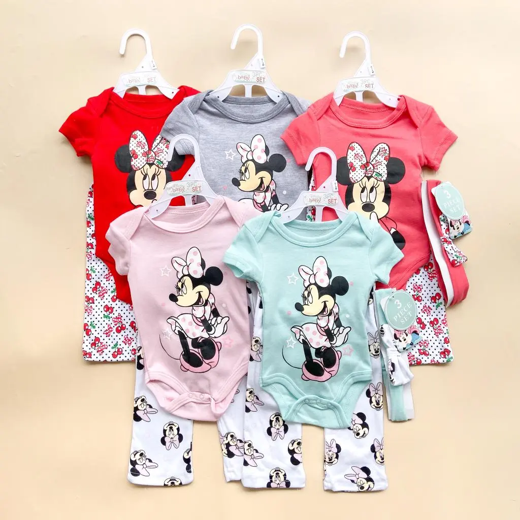 0-18 Bulan SET 3IN1 MINNI / Premium Jumper With Long Pants Legging Free Headpiece / Baju Bayi Anak Lucu Jumper Legging Celana Panjang Gratis Bandana