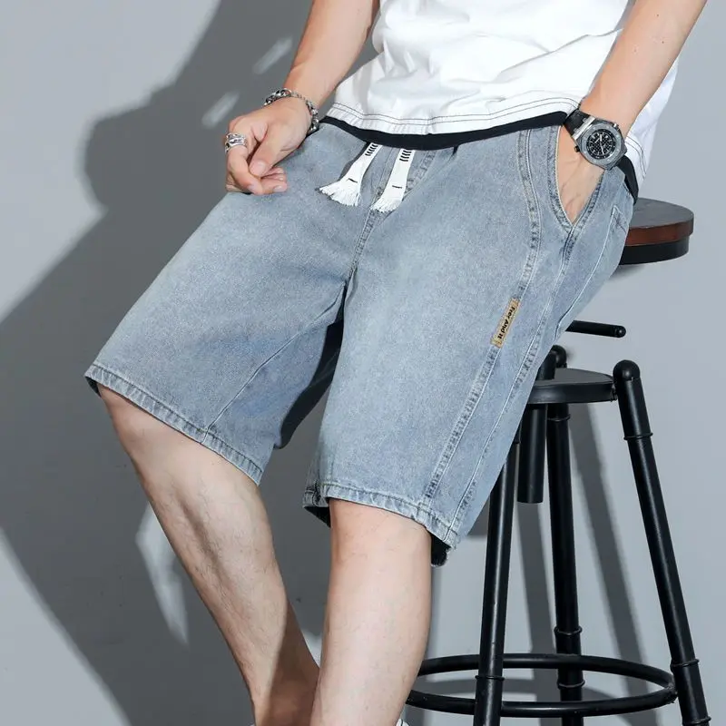 Quần Short Denim, Quần Nam Mùa Hè, Mỏng, Có Thể Mặc Ngoài Trời, Thương Hiệu Thời Trang Mới 2024, Dễ Phối Đồ, Phong Cách Đẹp Trai, Thích Hợp Cho Giới Trẻ, Dài Đến Đầu Gối, Dành Cho Nam Giới, Mùa Hè