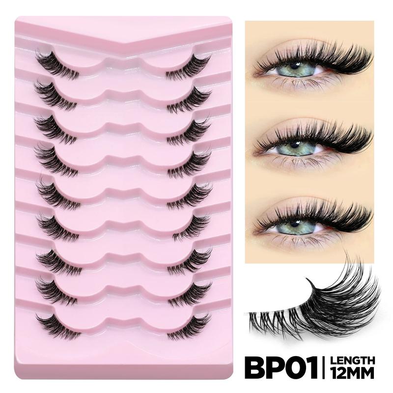 Product Introduction of GROINNEYA Half Eyelashes Natural Cat Eye Lashes Soft Wispy Clear Band Lashes With Winged Ends For Extended Eye Look Makeup 14